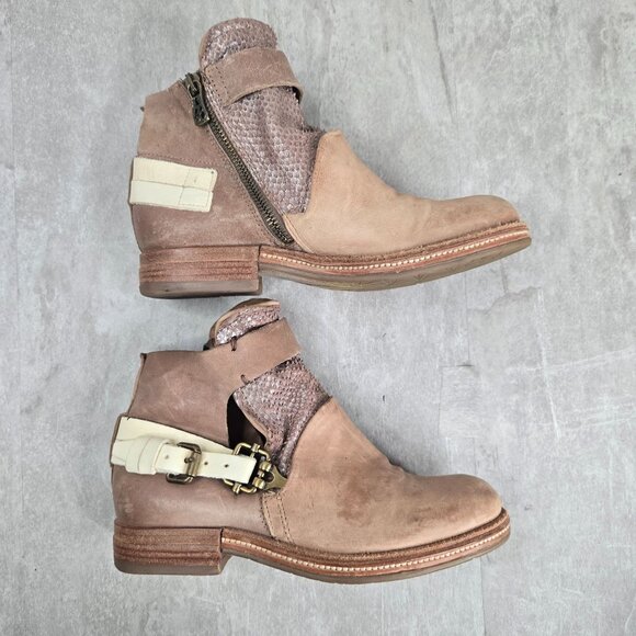 A.S.98 Airstep Moto Ankle Boots 5.5-6 Leather Distressed Western Grunge Booties - Picture 6 of 11